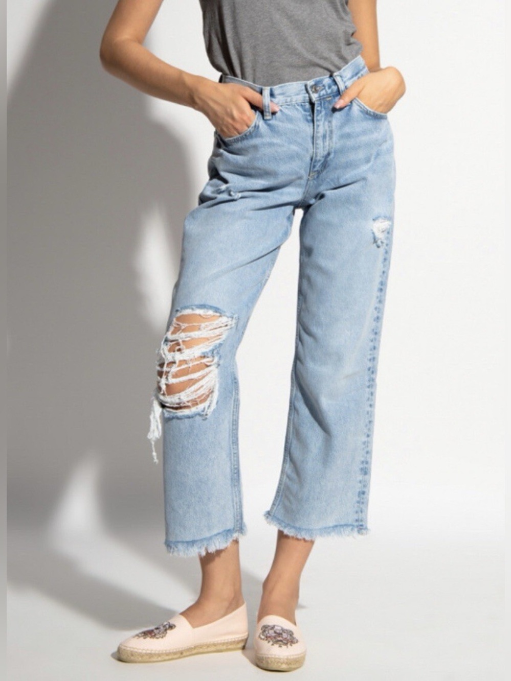 AllSaints April Boys Distressed Ripped Boyfriend Denim Women’s Jean size 27‎